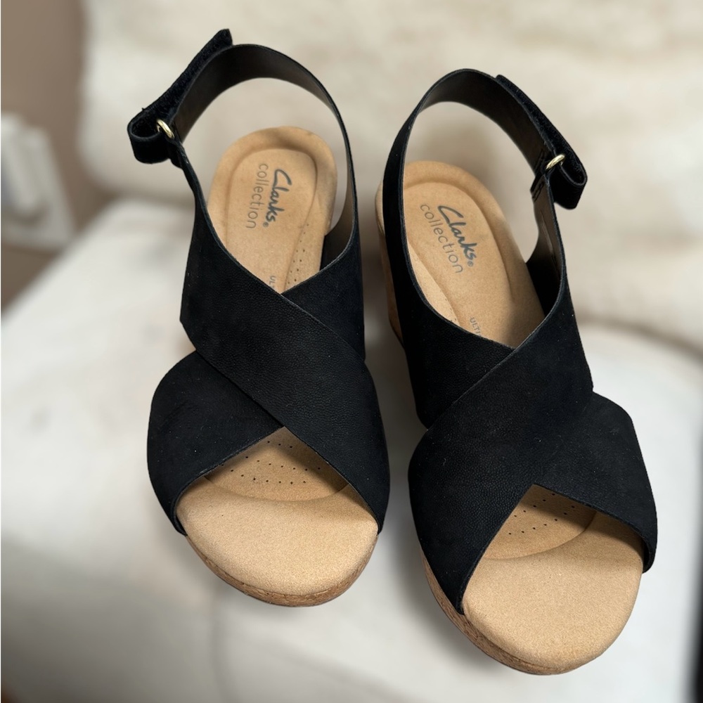 New Clarks Collection Annadel Eirwyn Wedge Sandal Leather